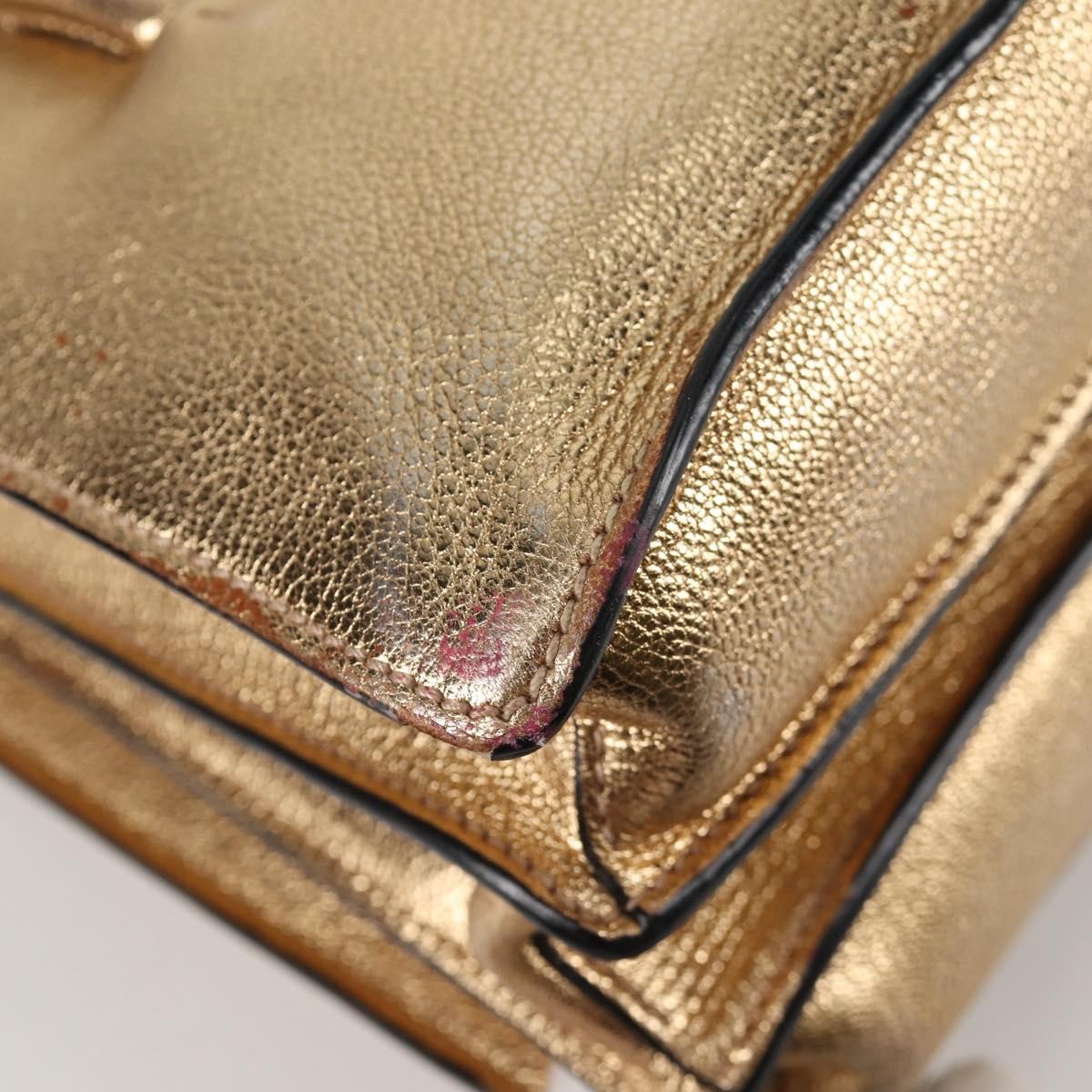 Miu Miu Madras Convertible Compartment Tote Leather Gold Leather Bag (Pre-Owned)