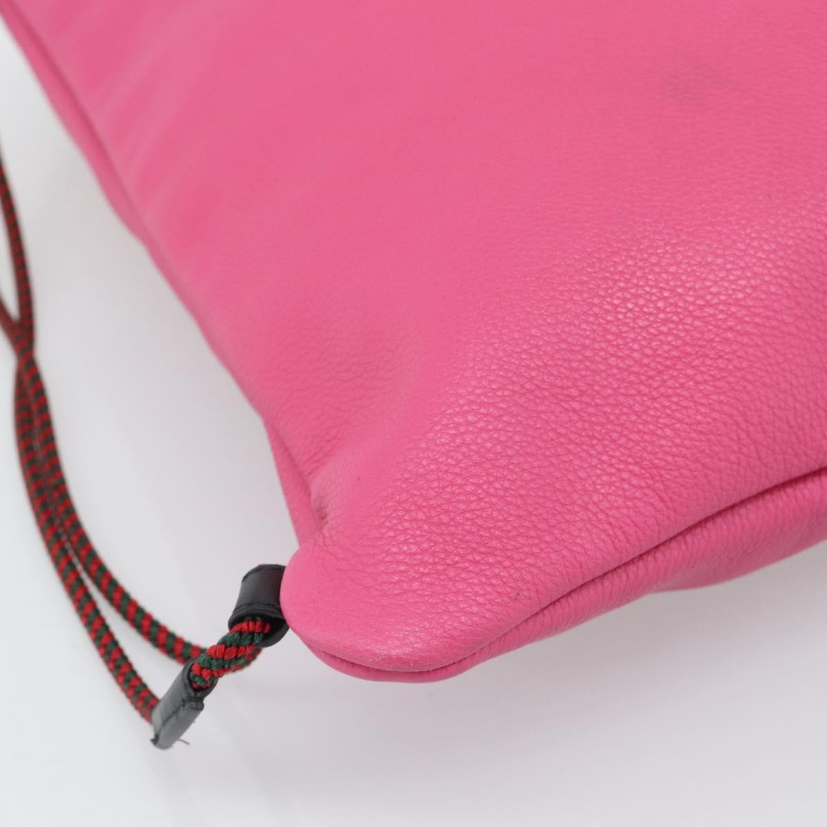 Gucci Logo Drawstring Printed Leather Pink Leather Backpack Bag (Pre-Owned)