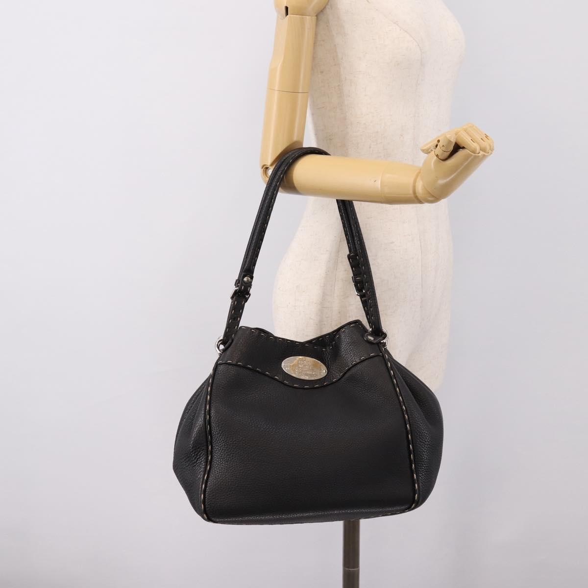 Fendi Selleria Bucket Leather Black Leather Tote Bag Bag (Pre-Owned)