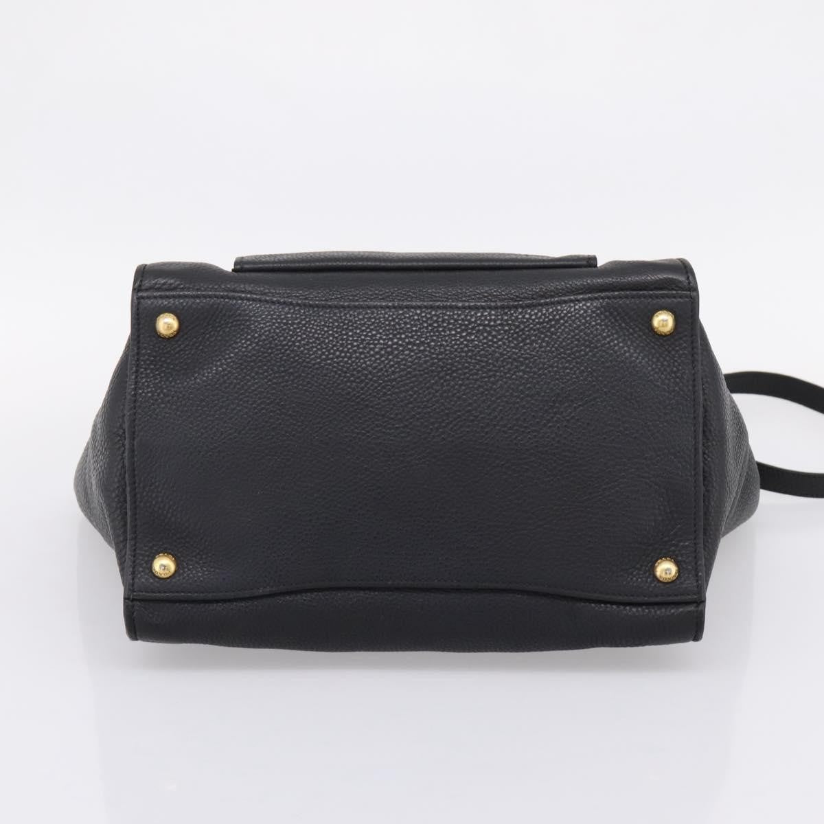 Prada Front Pocket Convertible Vitello Daino Black Leather Tote Bag Bag (Pre-Owned)