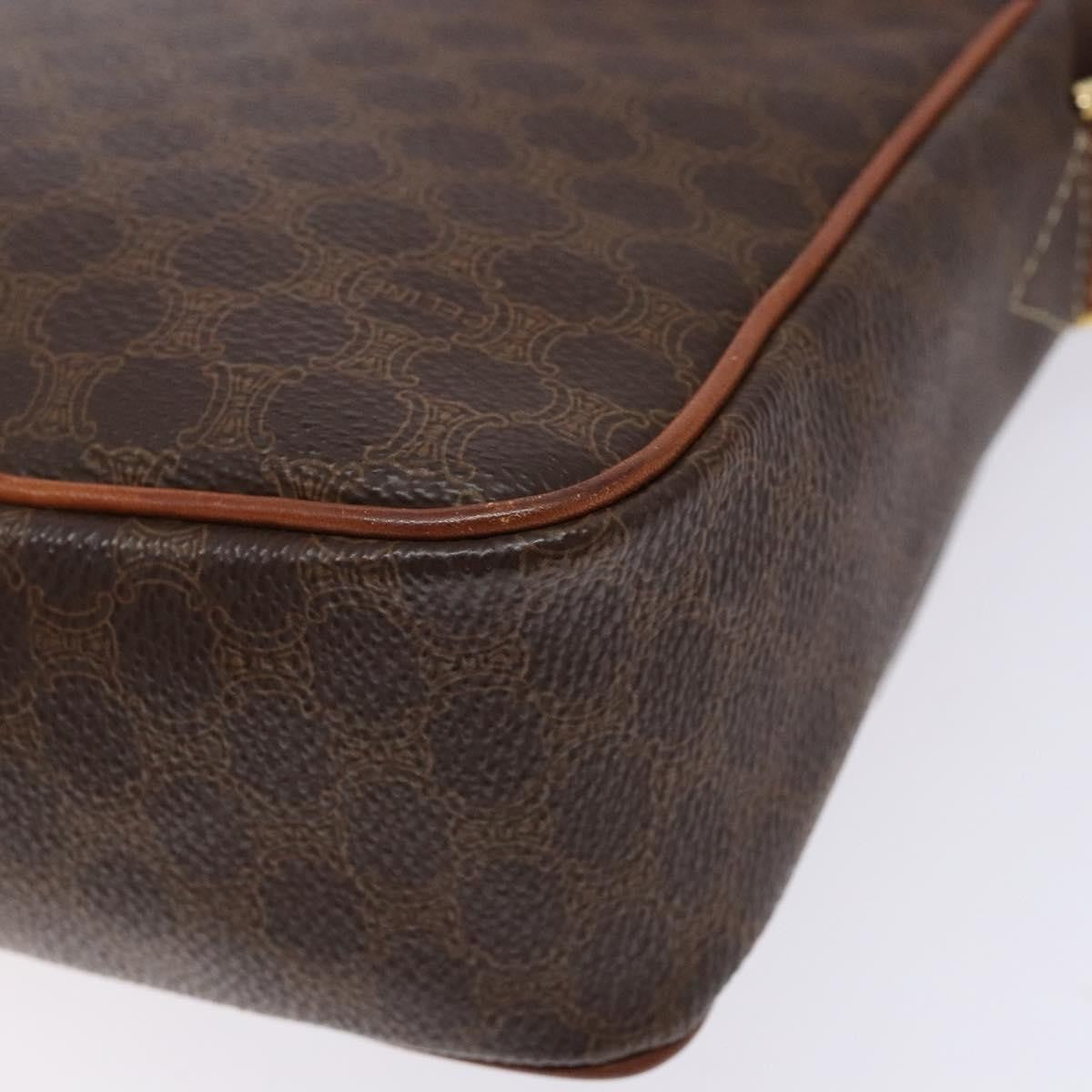 Celine Macadam Shoulder Pvc Leather Brown Canvas Bag (Pre-Owned)