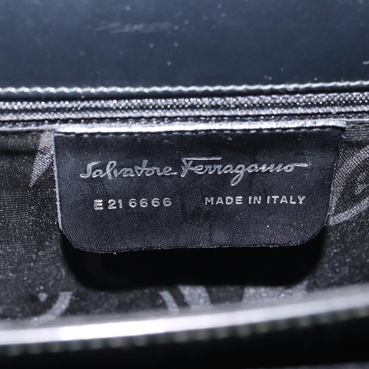 Salvatore Ferragamo Gancini Leather Gray Patent_Leather Handbag (Pre-Owned)