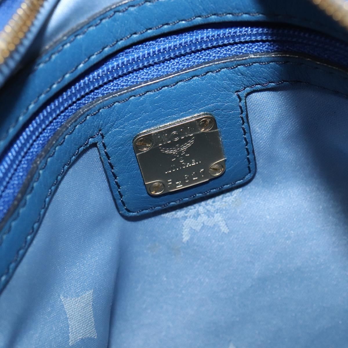 MCM Visetos Logogramme Leather Blue Leather Handbag (Pre-Owned)