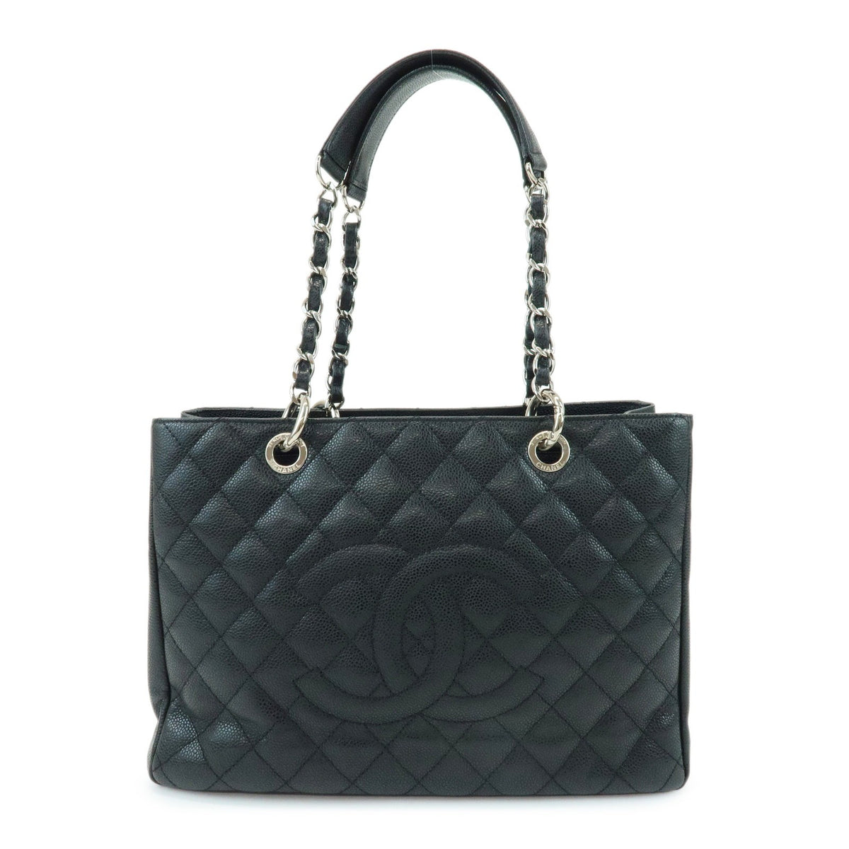 Chanel Grand Shopping Quilted Caviar Black Leather Tote Bag Bag (Pre-Owned)