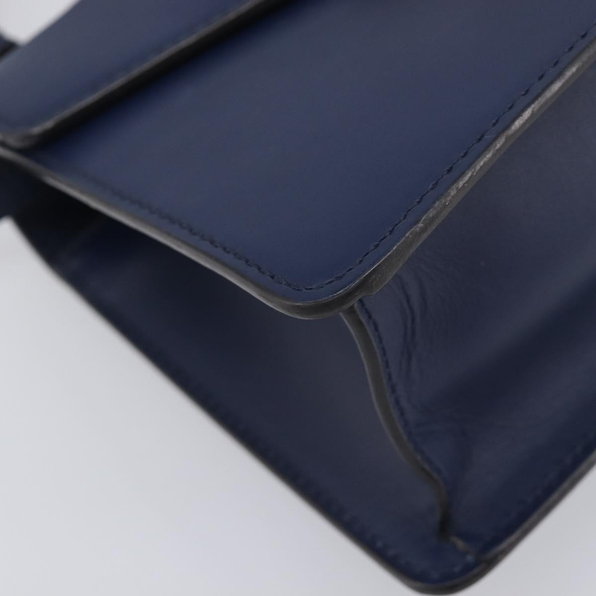Gucci Sylvie Top Handle Leather Navy Leather Handbag (Pre-Owned)