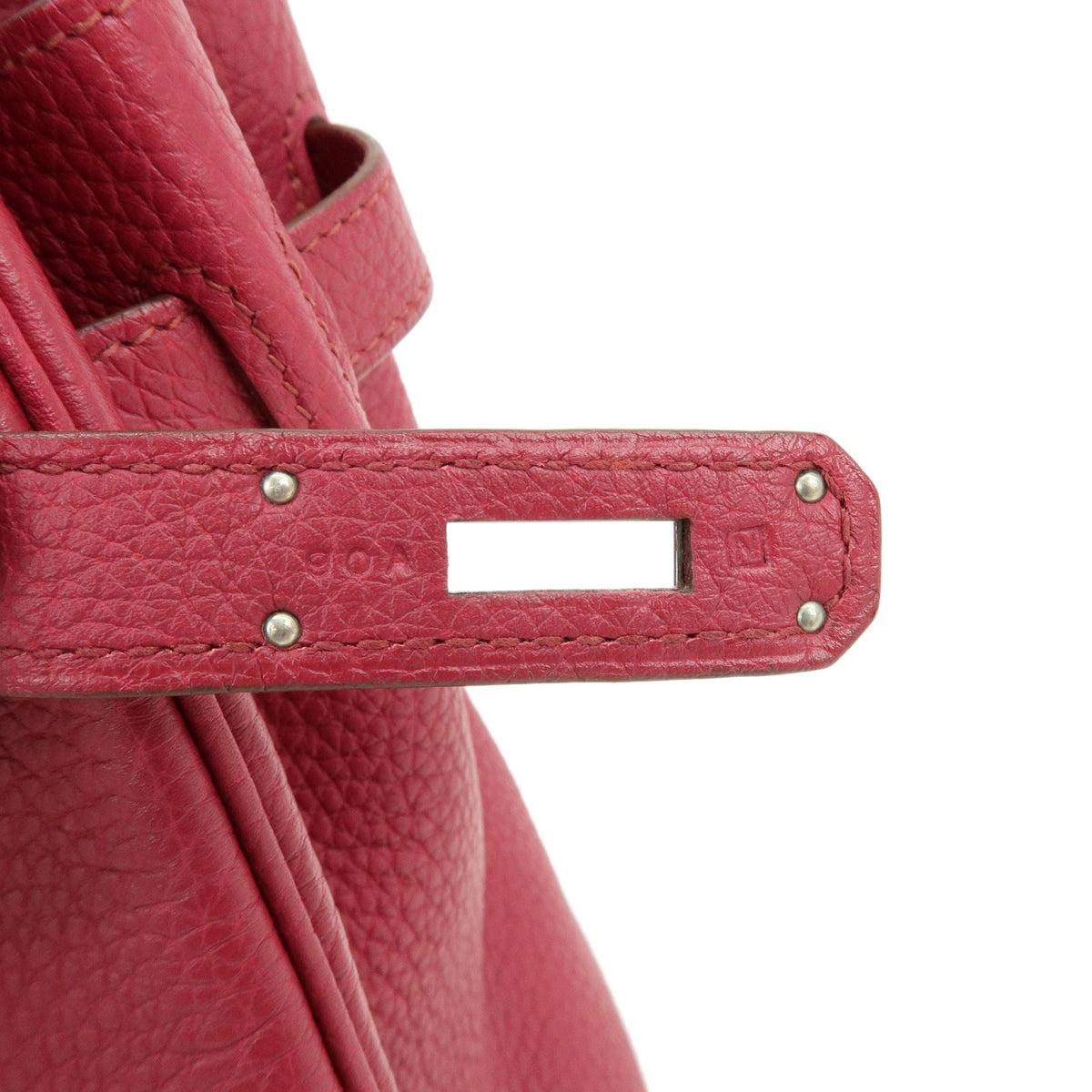 Hermes Birkin Pink Clemence With Palladium Hardware Pink Calfskin Handbag (Pre-Owned)