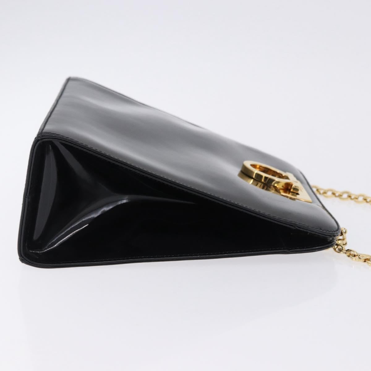 Salvatore Ferragamo Vintage Gancini Chain Patent Leather Black Patent_Leather Shoulder Bag Bag (Pre-Owned)