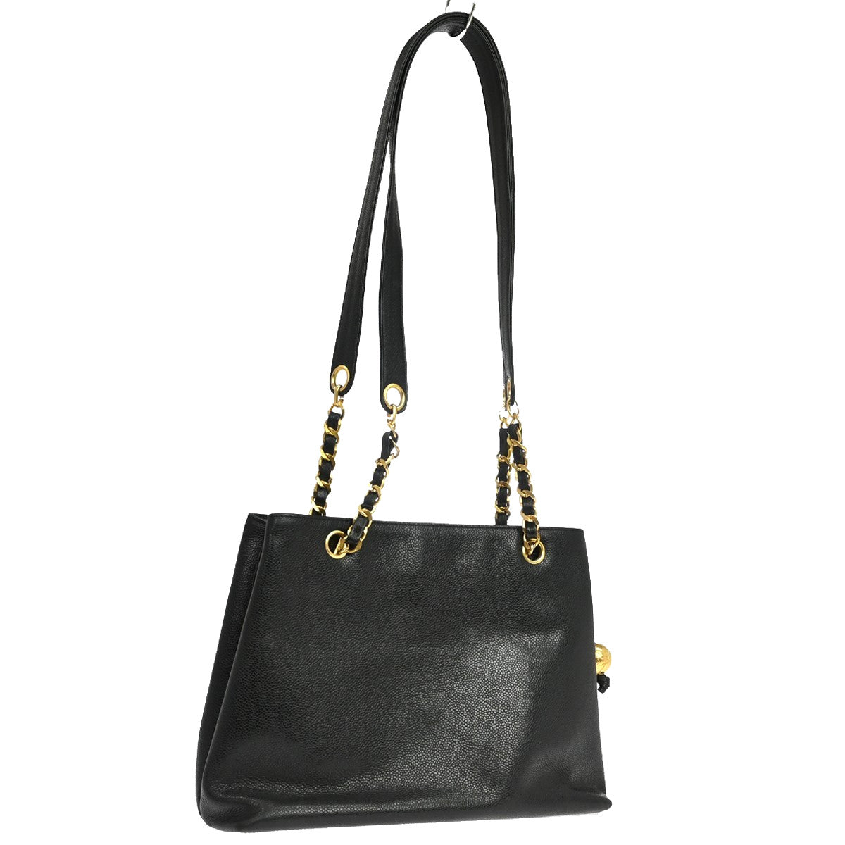 Chanel Vintage Front Pocket Tote Caviar Black Leather Tote Bag Bag (Pre-Owned)