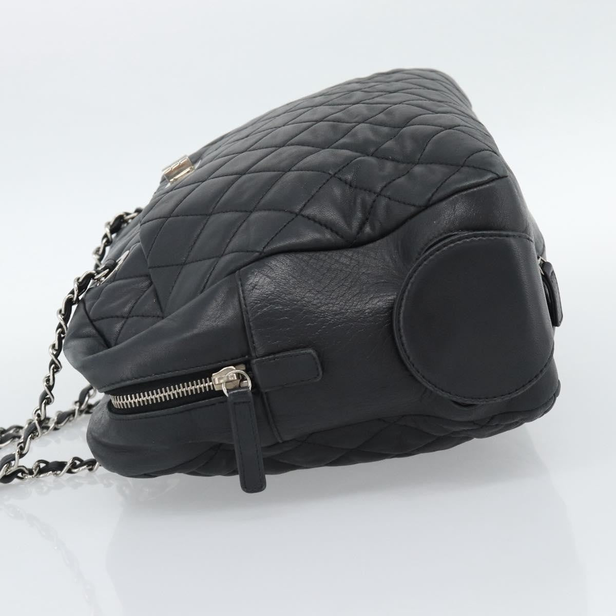 Chanel Mademoiselle Chain Quilted Lambskin Black Leather Shoulder Bag Bag (Pre-Owned)