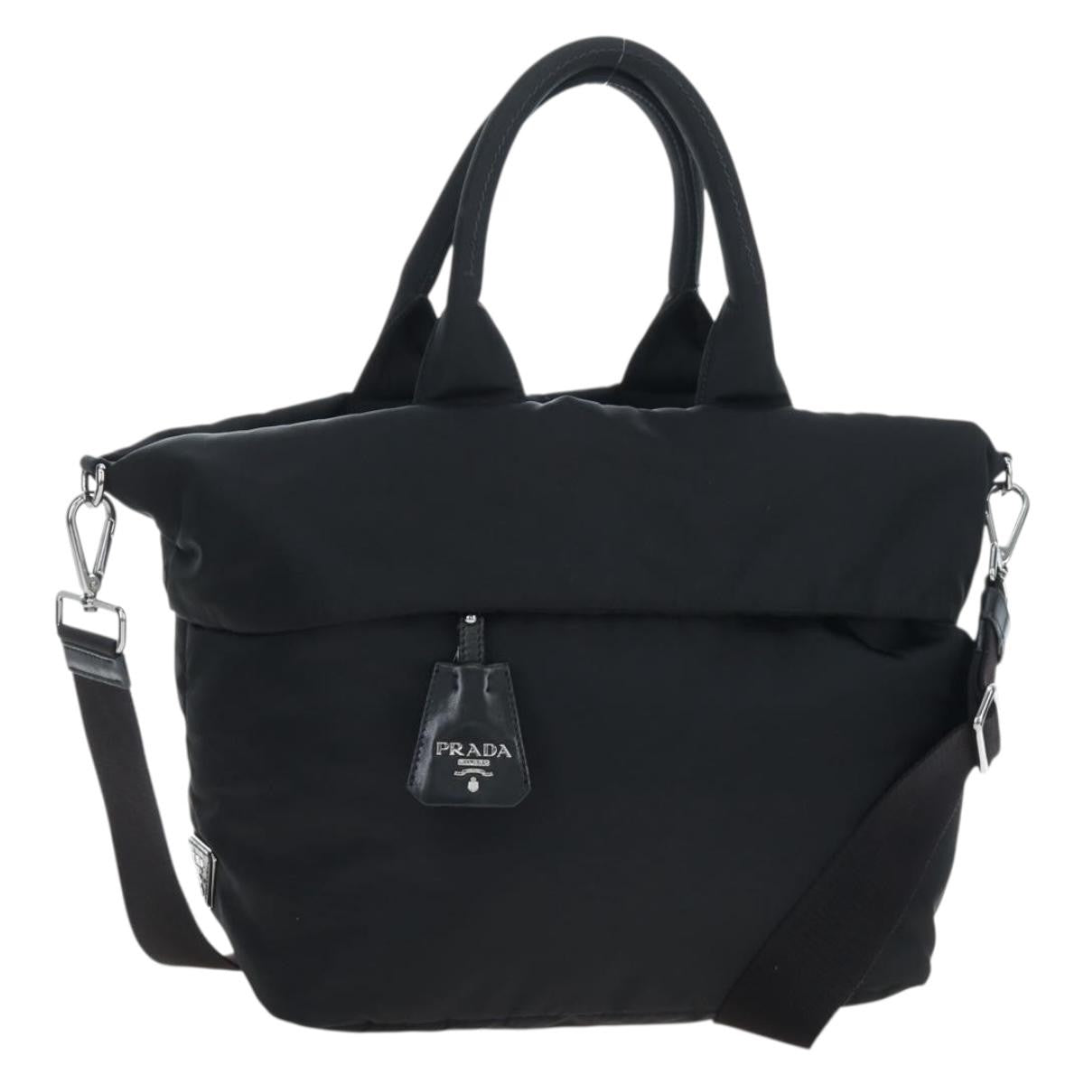 Prada Reversible Tote Nylon Black Nylon Handbag (Pre-Owned)