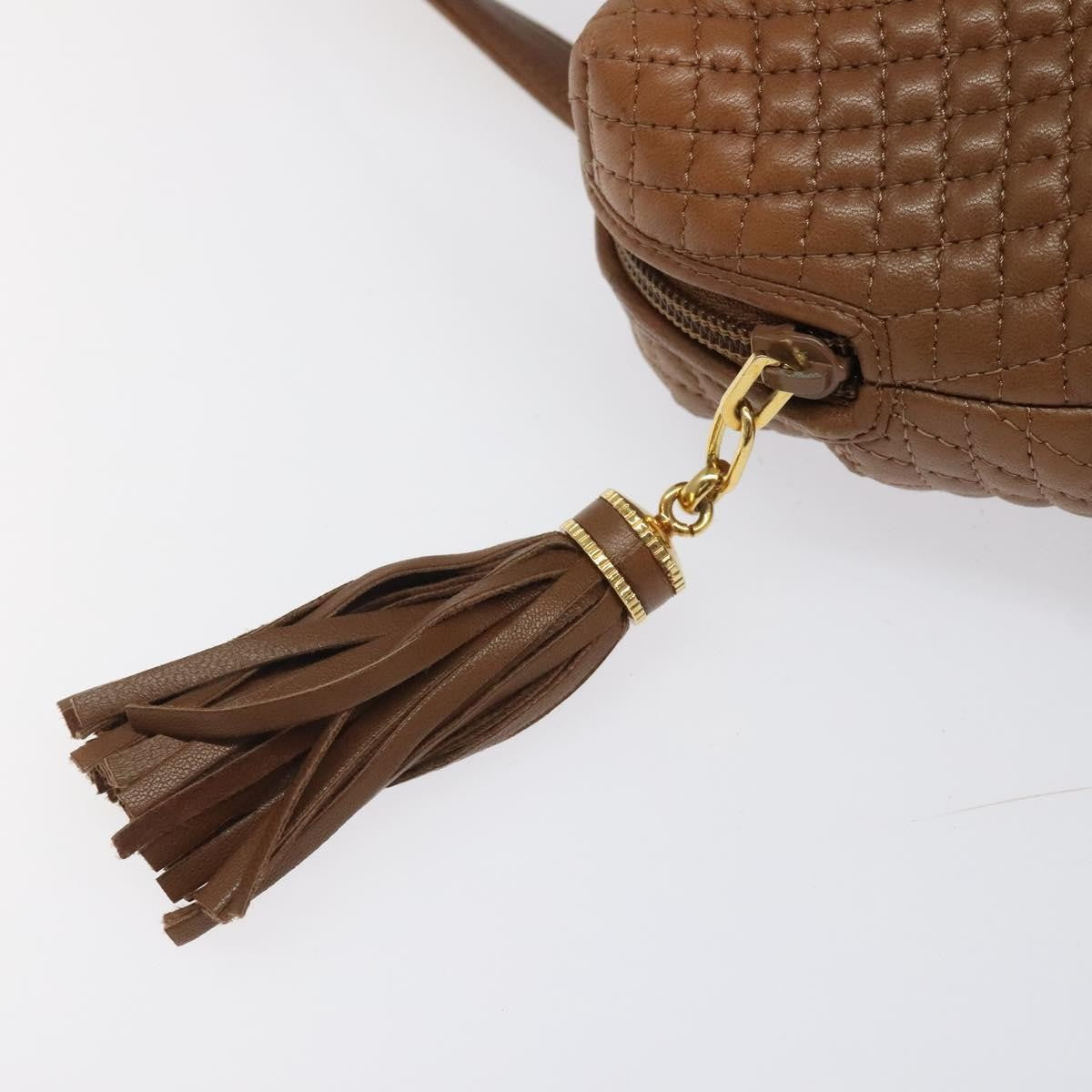 Bally Vintage Quilted Leather Brown Leather Handbag (Pre-Owned)