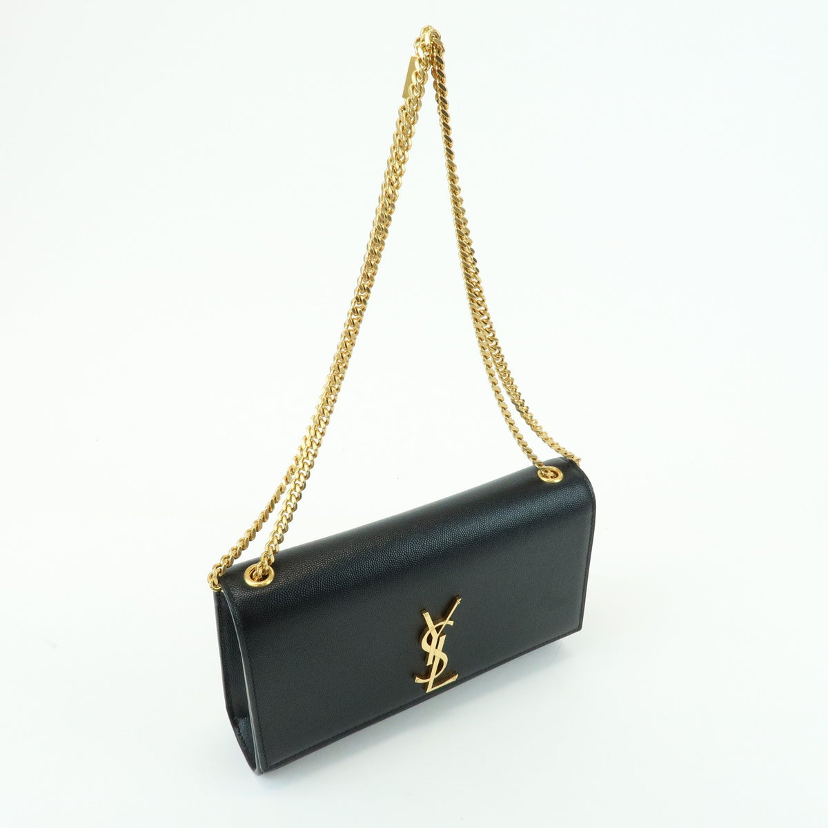 Saint Laurent Classic Monogram Leather Black Leather Crossbody Bag Bag (Pre-Owned)