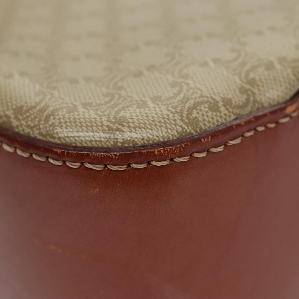 Celine Vintage Convertible Top Handle Macadam Coated Canvas Beige Canvas Handbag (Pre-Owned)