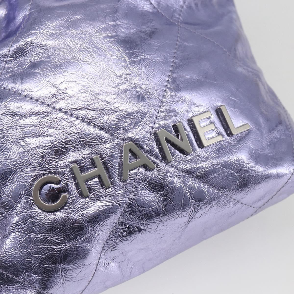 Chanel 22 Chain Hobo Quilted Calfskin Purple Leather Shoulder Bag Bag (Pre-Owned)