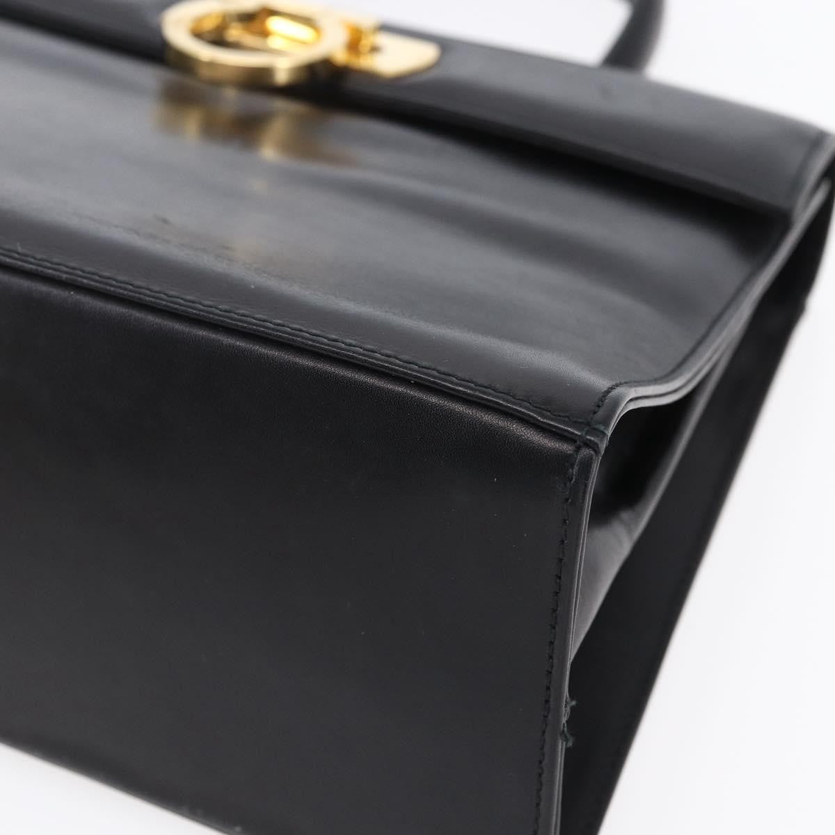 Salvatore Ferragamo Gancini Leather Black Leather Handbag (Pre-Owned)