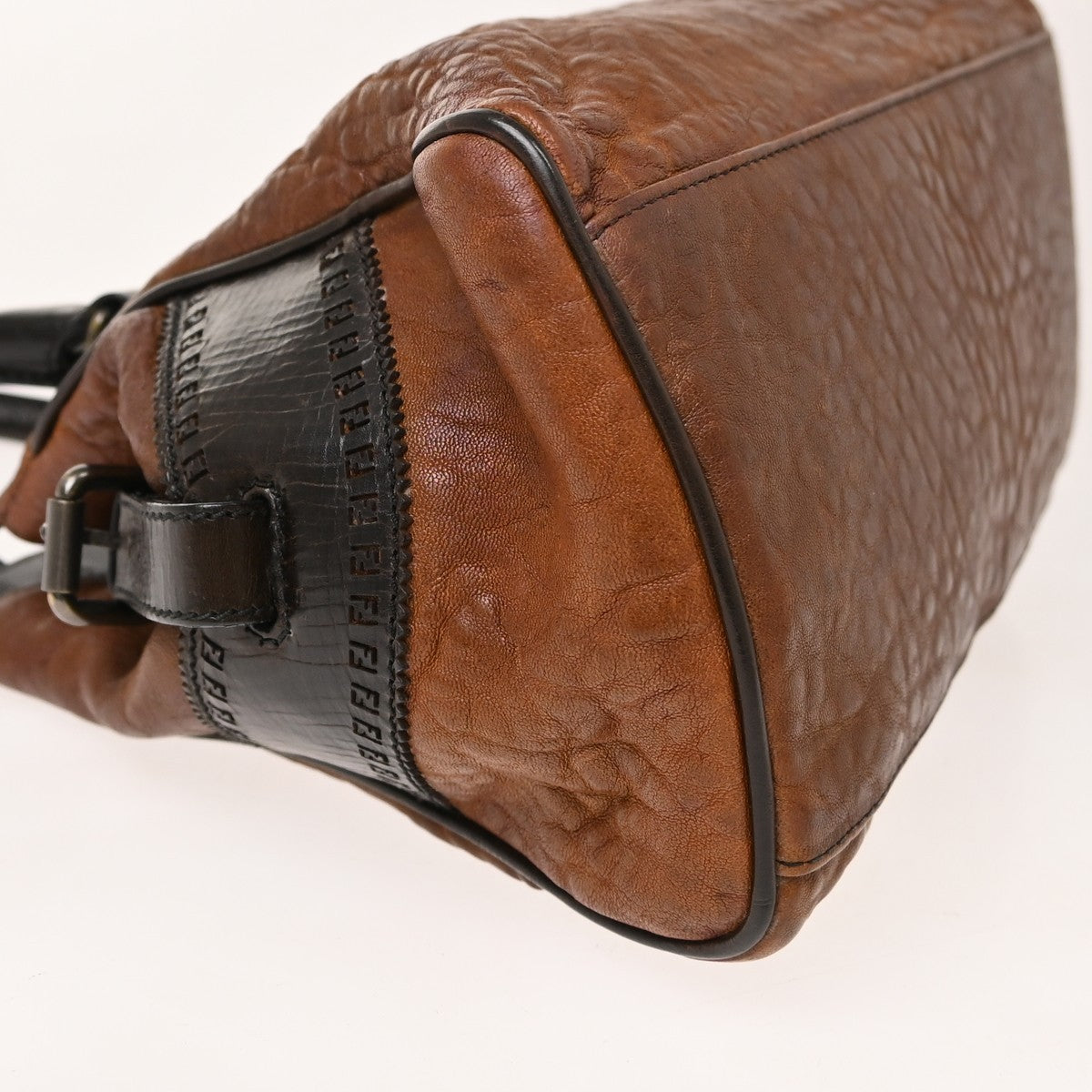 Fendi Handbag Canvas Brown Leather Handbag (Pre-Owned)