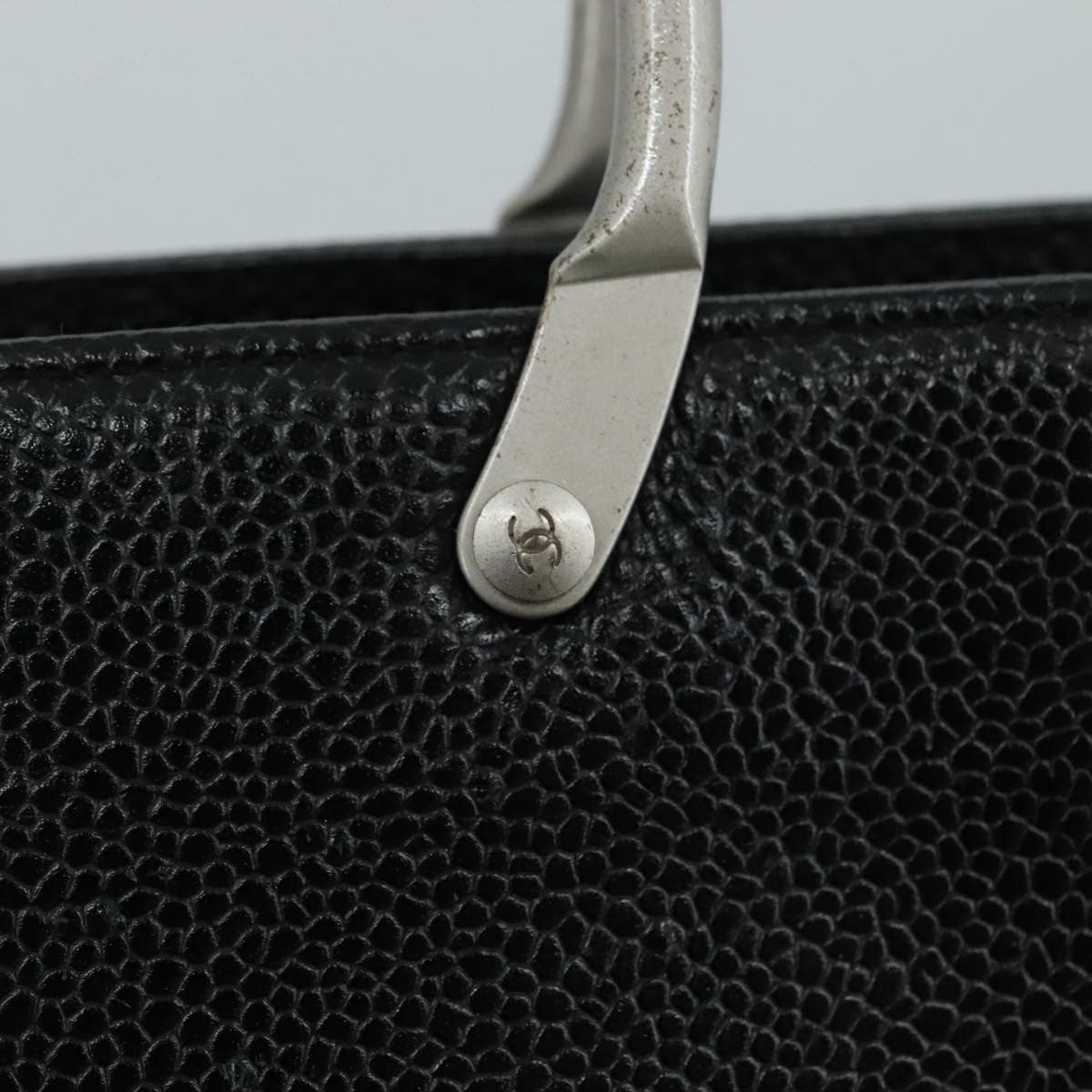 Chanel Vintage Tote Leather Black Leather Tote Bag Bag (Pre-Owned)