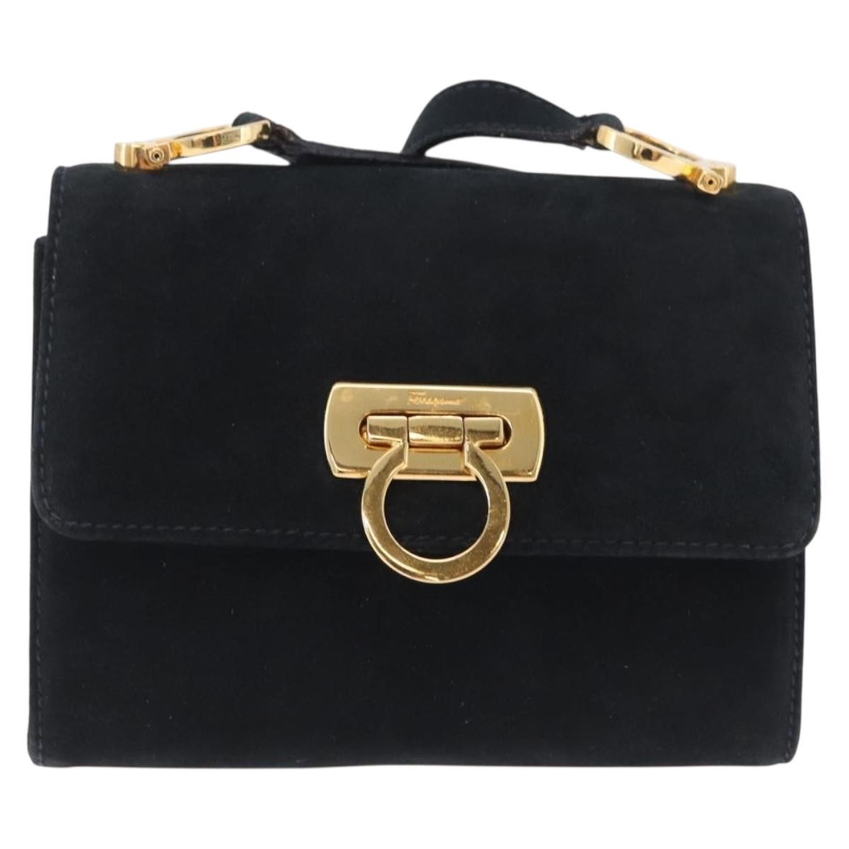 Salvatore Ferragamo Gancini Suede Navy Suede Crossbody Bag Bag (Pre-Owned)