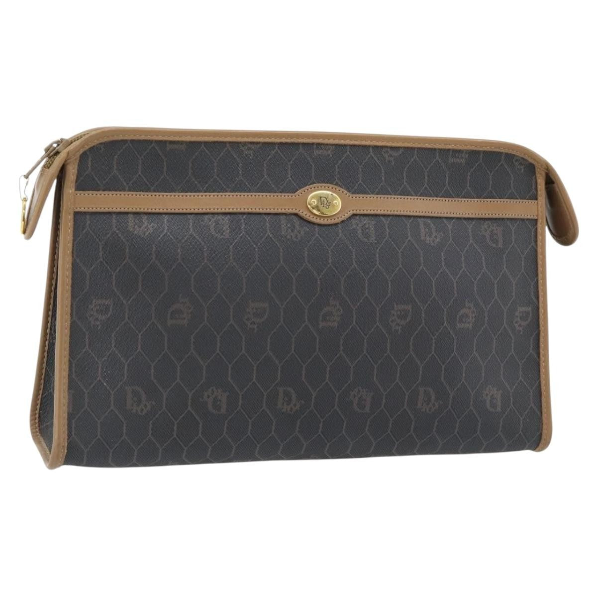 Christian Dior Vintage Honeycomb Clutch Canvas Black Canvas Clutche & Pouche Bag (Pre-Owned)