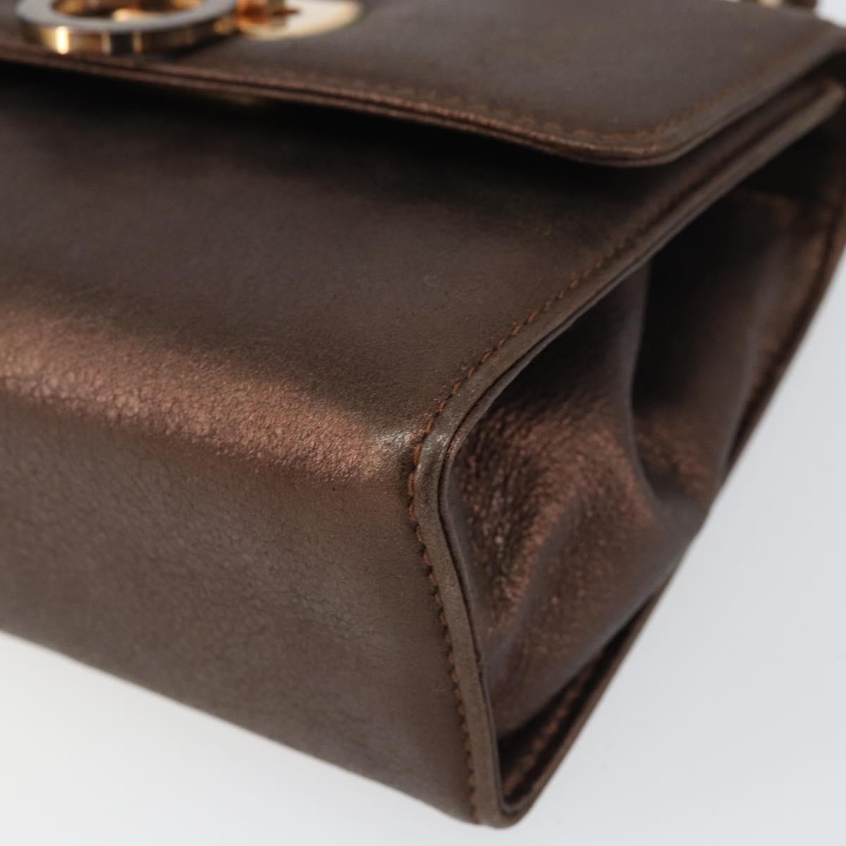 Salvatore Ferragamo Gancini Leather Gold Leather Shoulder Bag Bag (Pre-Owned)