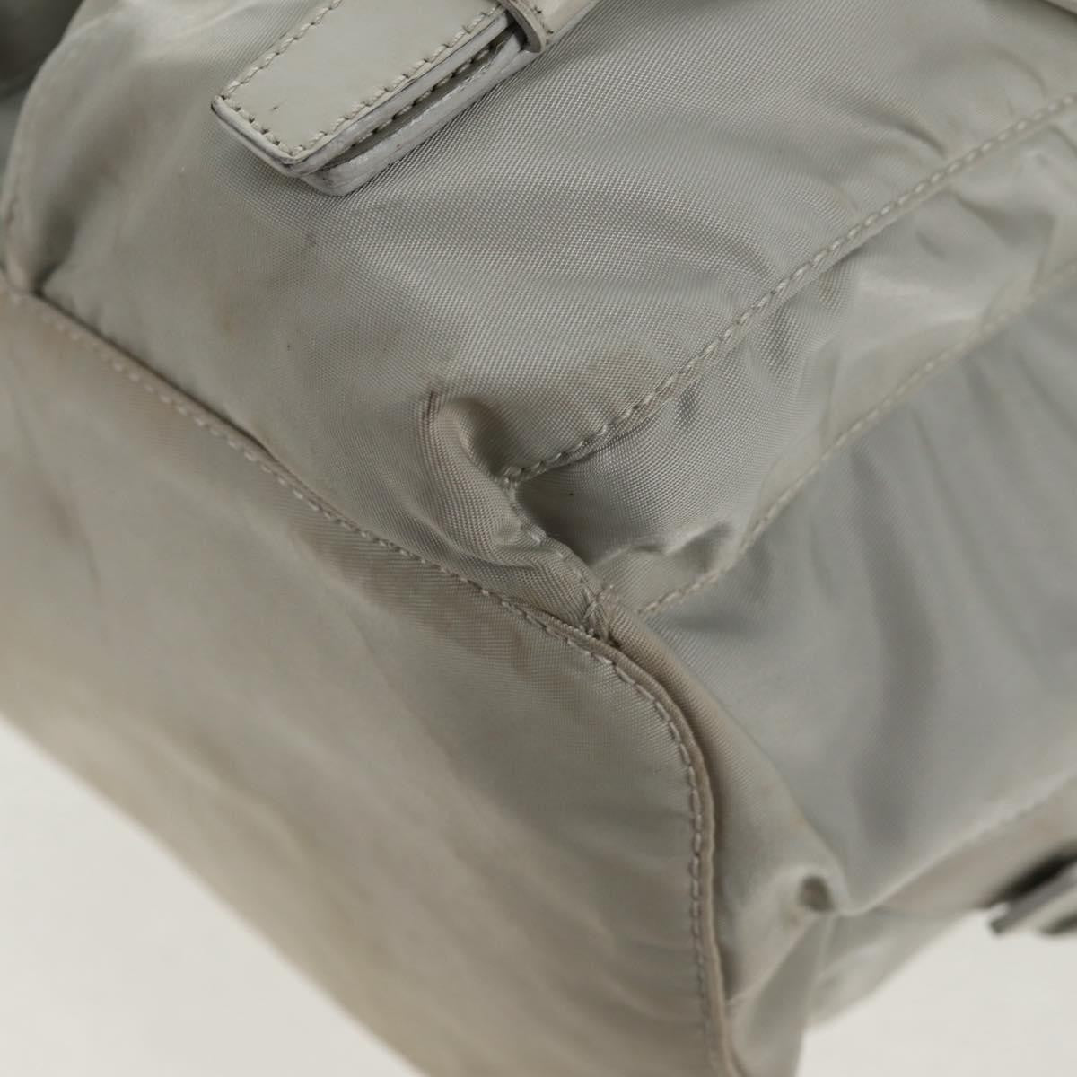 Prada Double Pocket Backpack Chain Shoulder Re-Nylon Gray Nylon Backpack Bag (Pre-Owned)