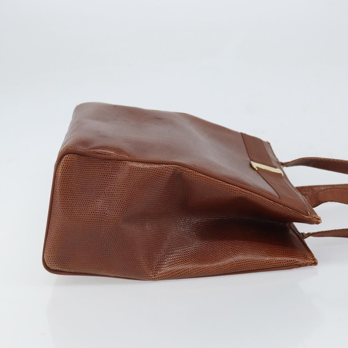 Salvatore Ferragamo Vala Tote Leather Brown Leather Tote Bag Bag (Pre-Owned)