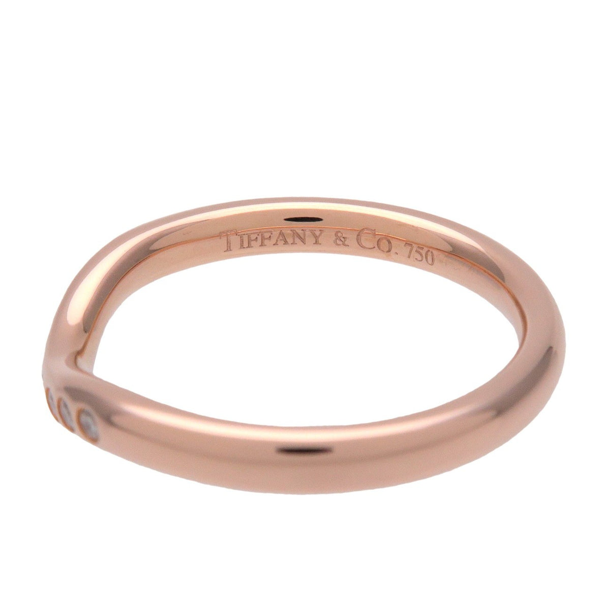Tiffany & Co. Elsa Peretti Curved Wedding Band 18K Yellow Gold With Diamond Gold Rose_Gold Ring Jewelry (Pre-Owned)