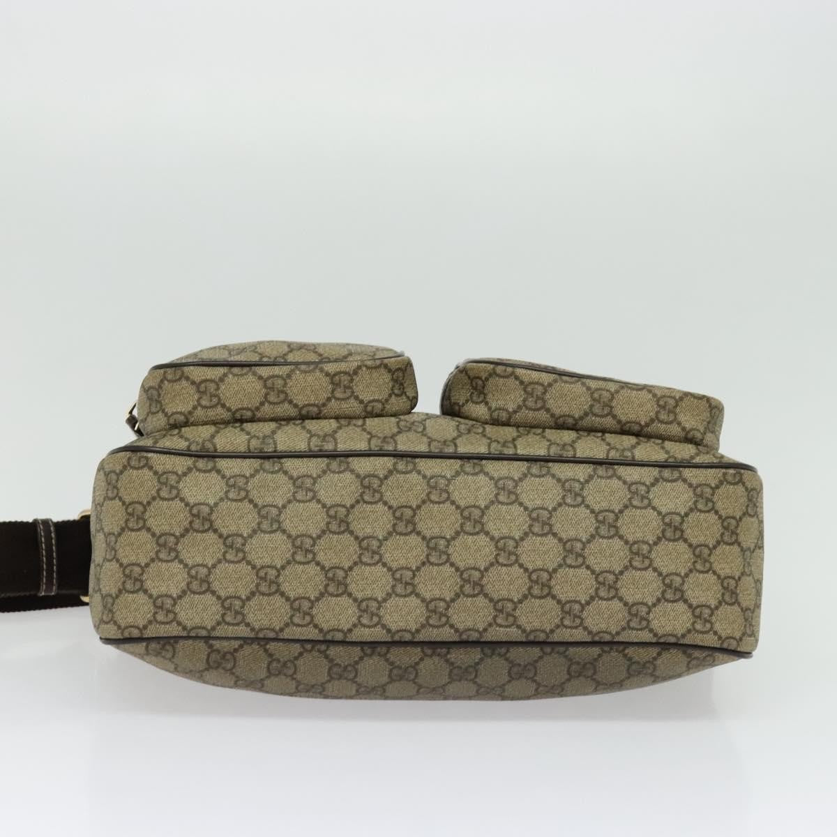 Gucci Double Pocket Messenger Gg Coated Canvas Beige Canvas Handbag (Pre-Owned)