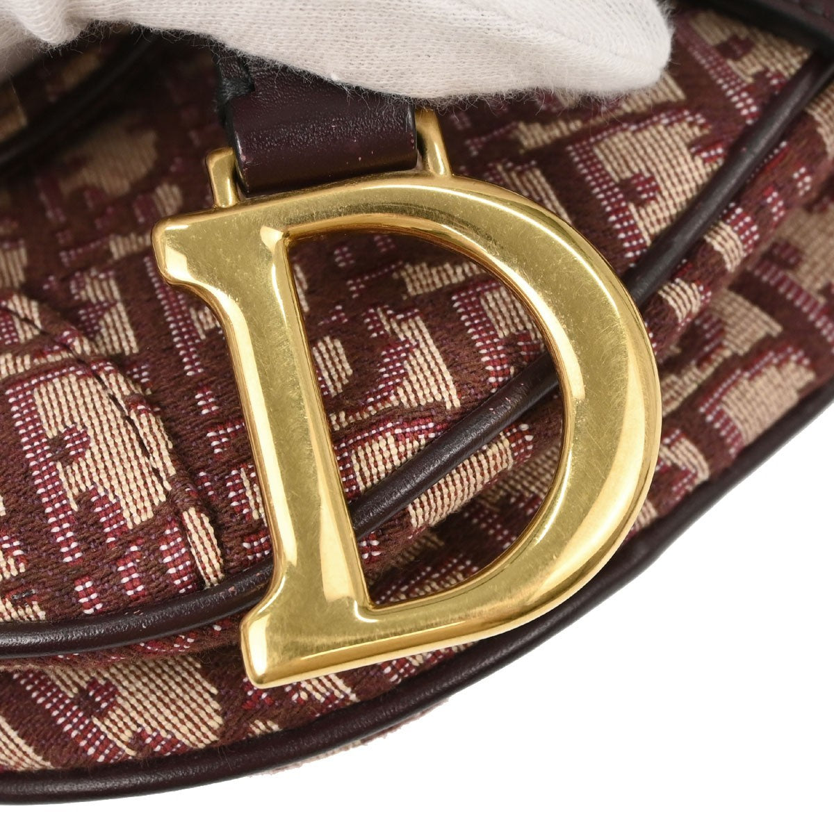 Christian Dior Saddle Logo Embroidered Canvas Burgundy Canvas Handbag (Pre-Owned)