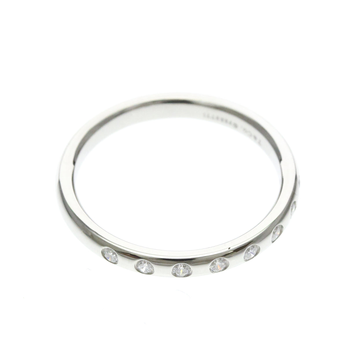 Tiffany & Co. Stacking Band Ring With 8 Diamonds Platinum Silver Platinum Ring Jewelry (Pre-Owned)