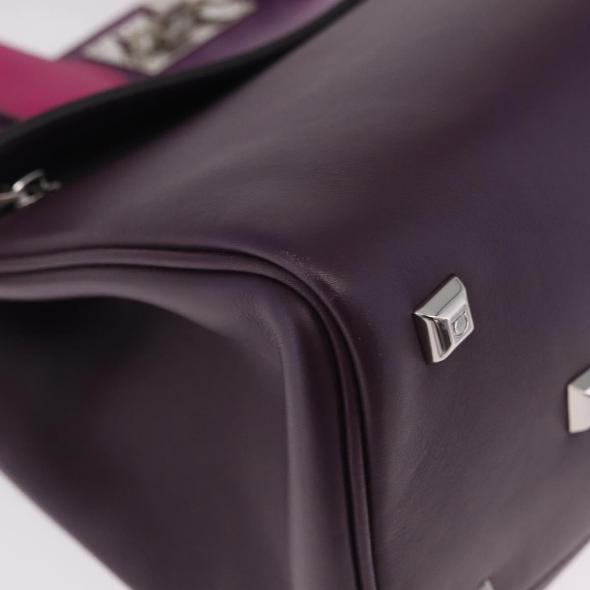 Salvatore Ferragamo Studio Satchel Leather Purple Leather Handbag (Pre-Owned)
