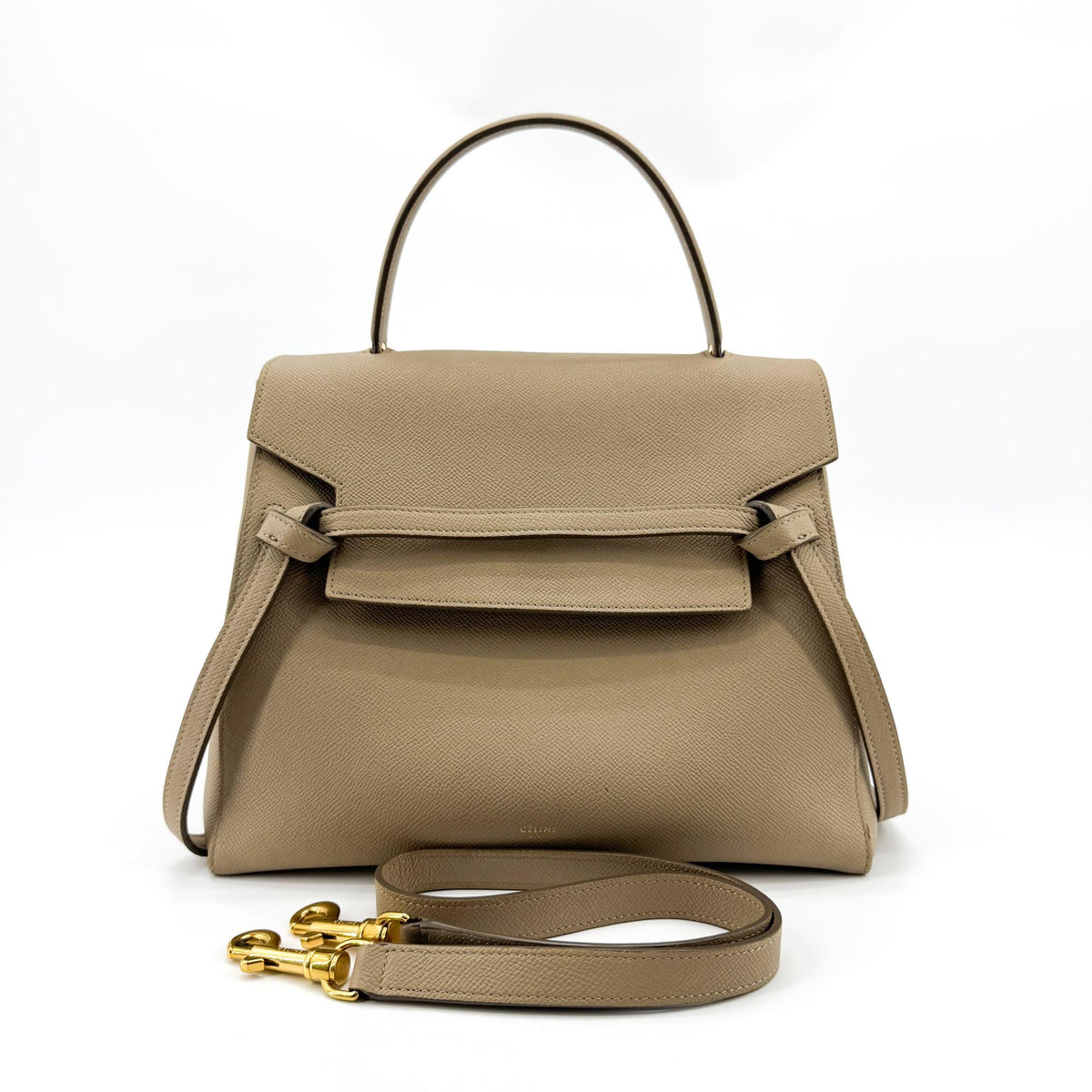 Celine Belt Calfskin Beige Leather Handbag (Pre-Owned)