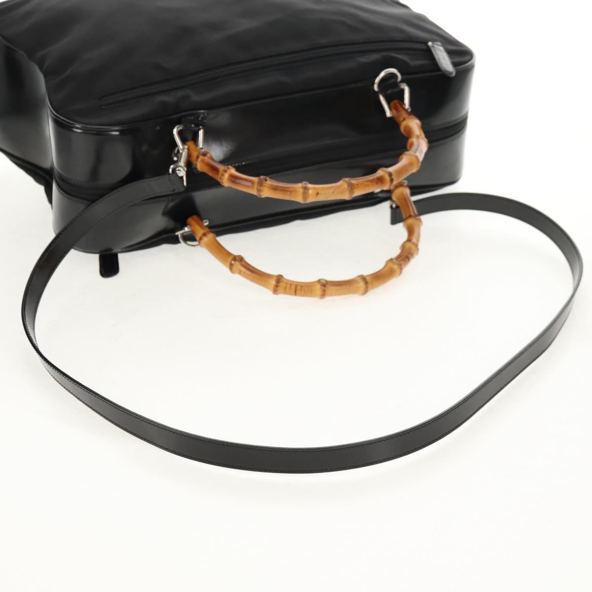Gucci Vintage Bamboo Handle Nylon Black Nylon Handbag (Pre-Owned)