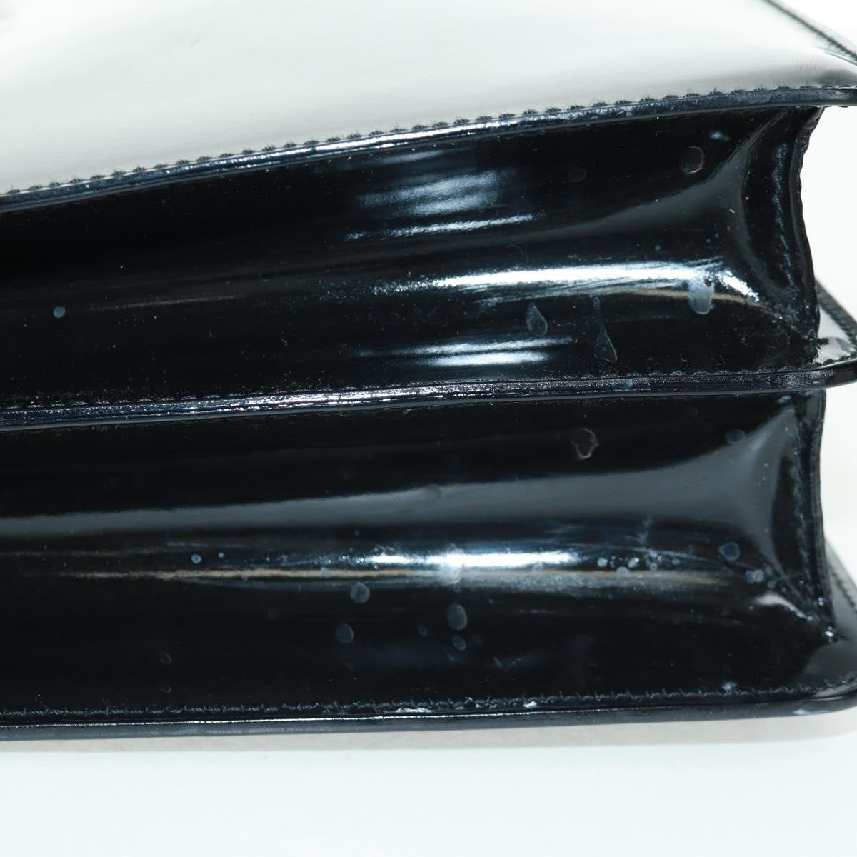Gucci Vintage Bamboo Handle Patent Leather Black Patent_Leather Handbag (Pre-Owned)