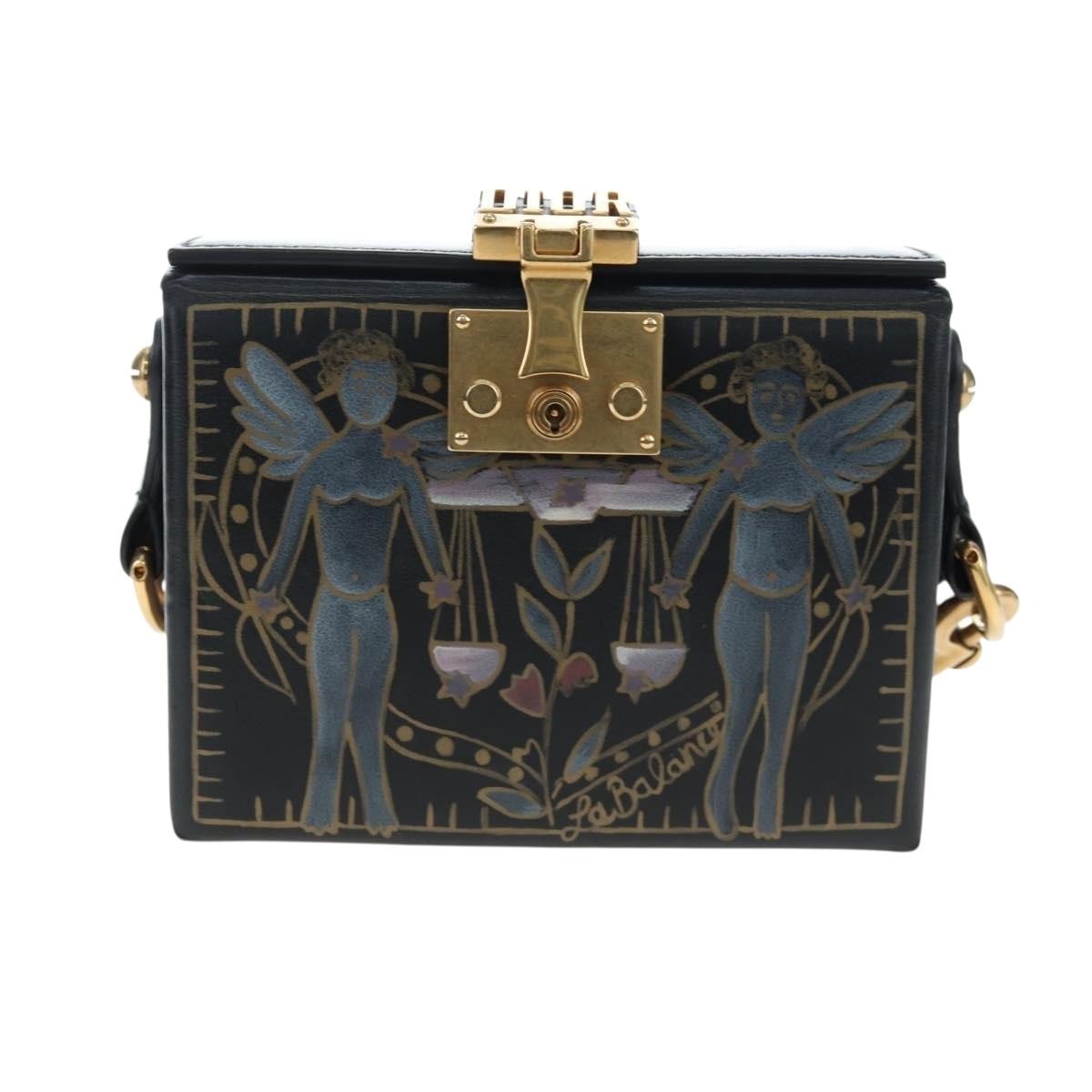 Christian Dior Dioraddict Lockbox Printed Leather Black Leather Shoulder Bag Bag (Pre-Owned)