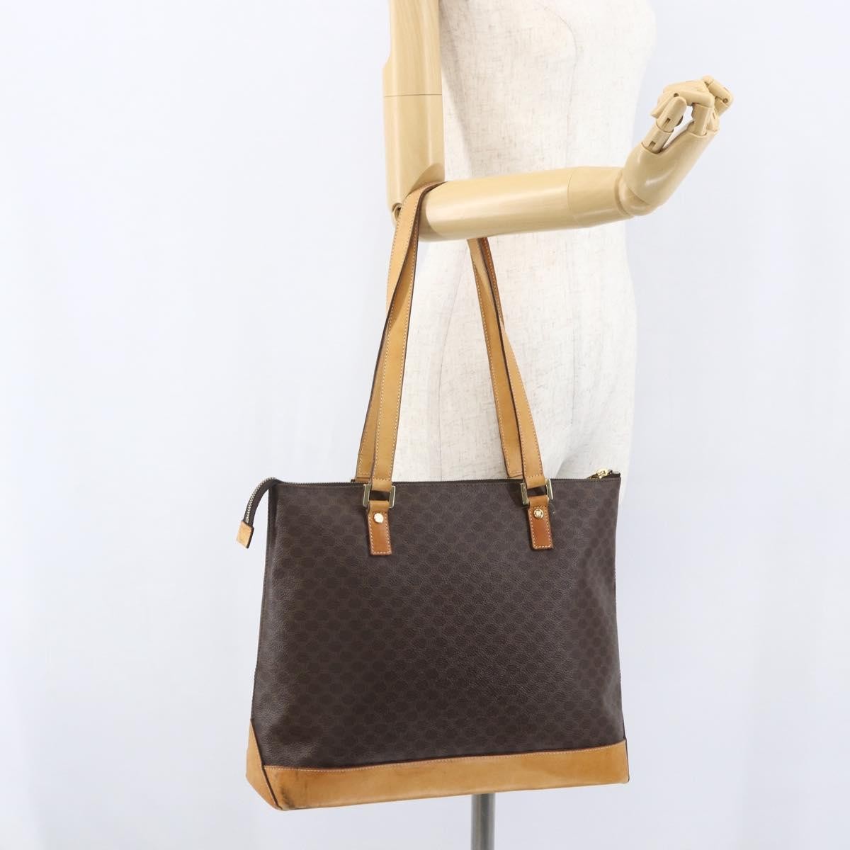 Celine Vintage Macadam Canvas And Leather Brown Canvas Tote Bag Bag (Pre-Owned)