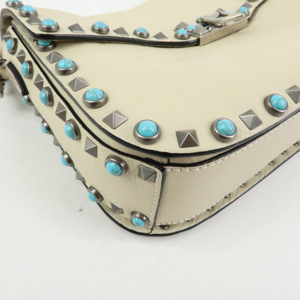 Valentino Garavani Rolling Rockstud Leather With Cabochons Multicolour Leather Crossbody Bag Bag (Pre-Owned)