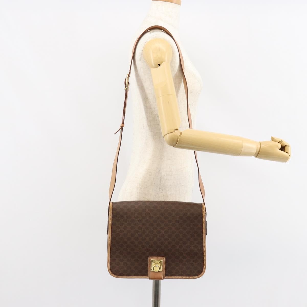 Celine Vintage Macadam Canvas And Leather Brown Canvas Shoulder Bag Bag (Pre-Owned)