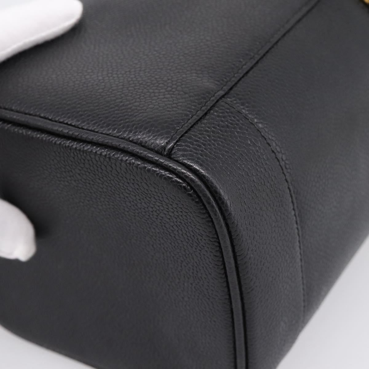 Chanel Vintage Timeless Cosmetic Case Caviar Black Leather Handbag (Pre-Owned)