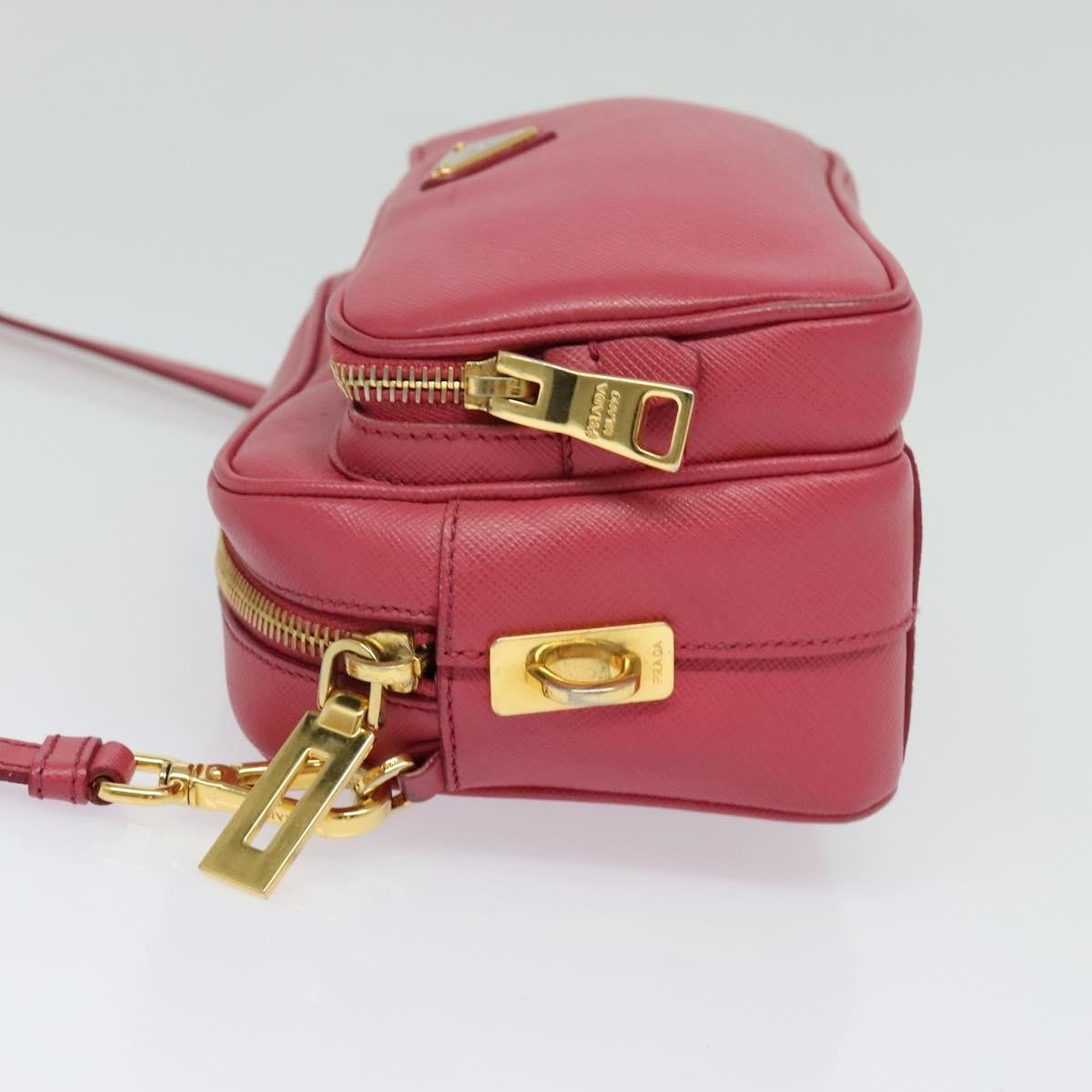 Prada Front Pocket Saffiano Leather Pink Leather Shoulder Bag Bag (Pre-Owned)
