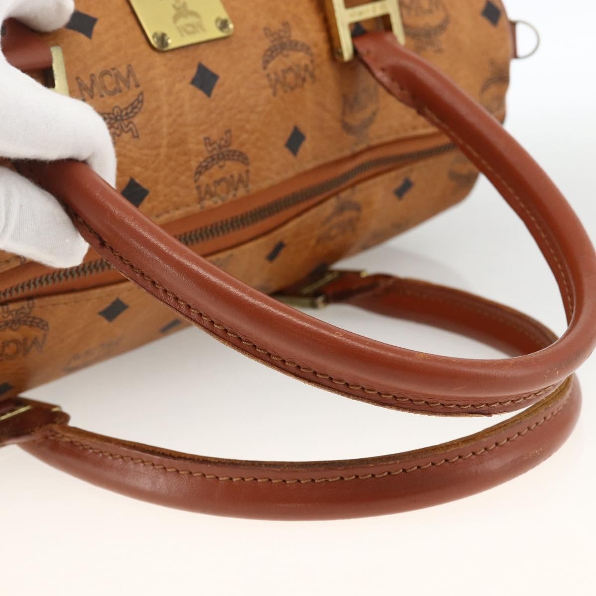 MCM Visetos Logogramme Leather Brown Leather Handbag (Pre-Owned)