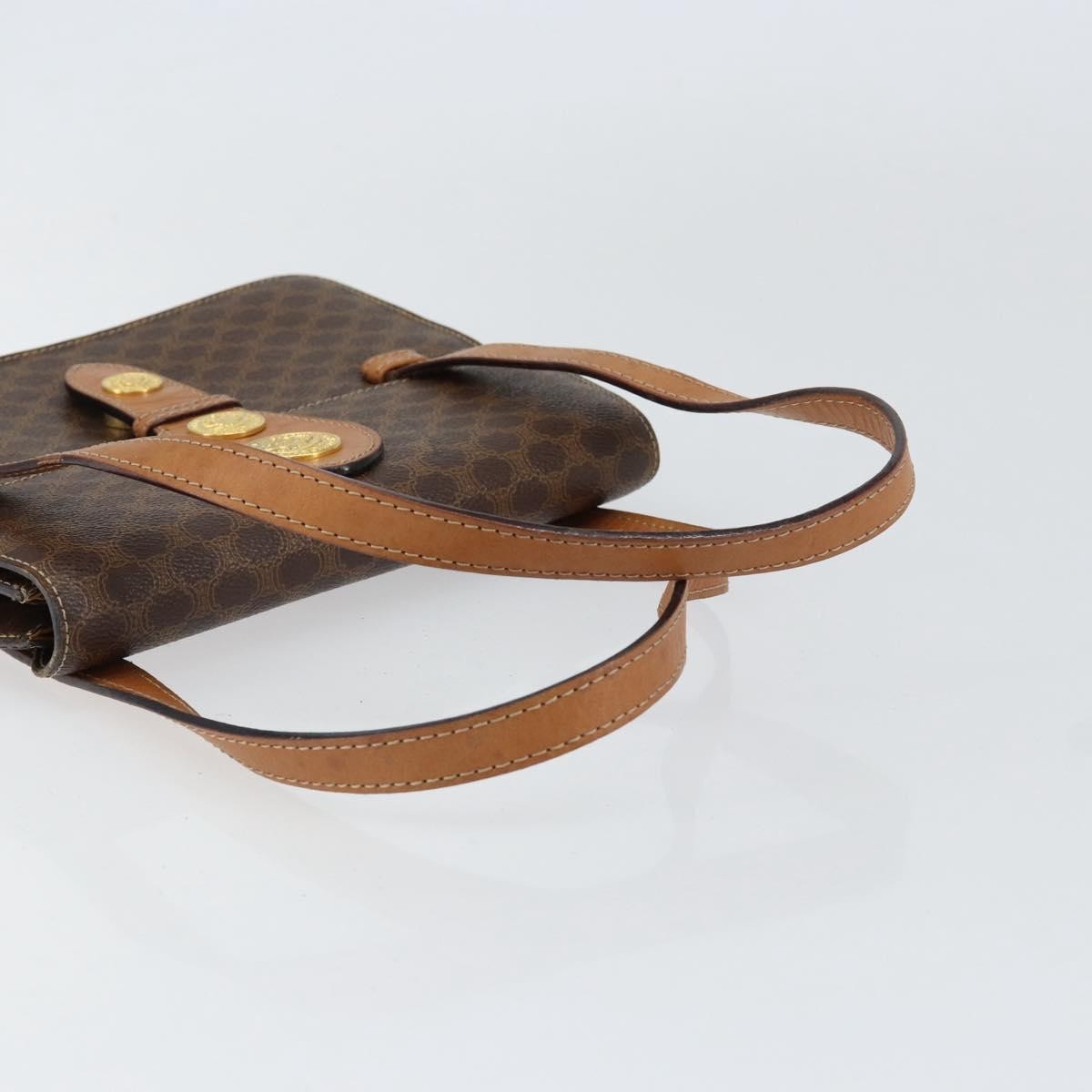 Celine Vintage Macadam Canvas And Leather Brown Canvas Handbag (Pre-Owned)