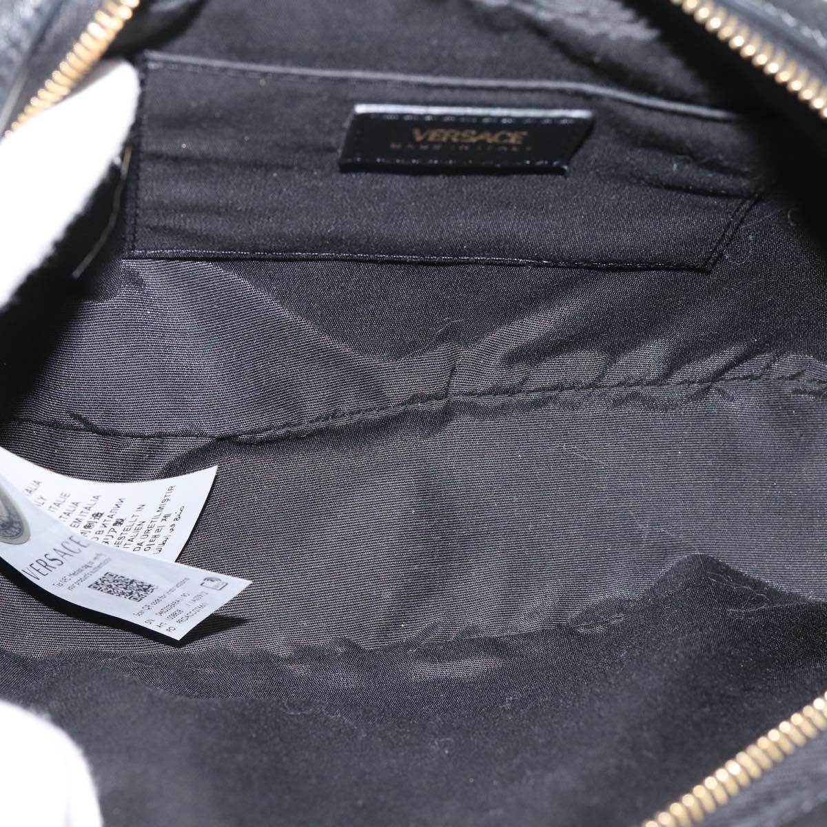 Versace Medusa Icon Front Slip Pocket Camera Quilted Leather Black Leather Handbag (Pre-Owned)