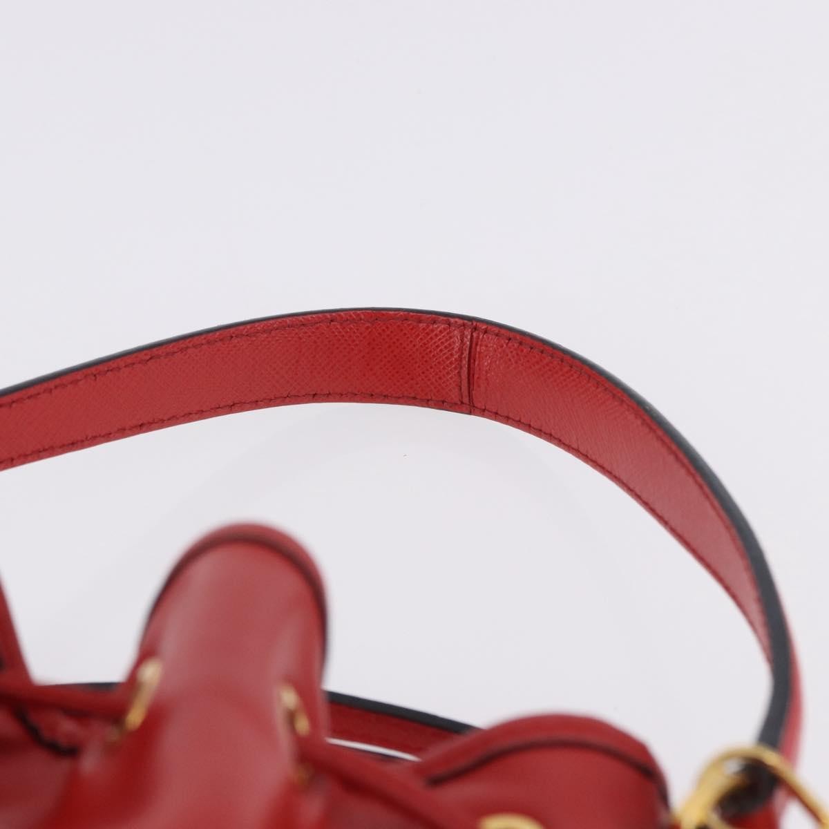 Prada Drawstring Pocket Bucket Soft Calf Red Leather Shoulder Bag Bag (Pre-Owned)