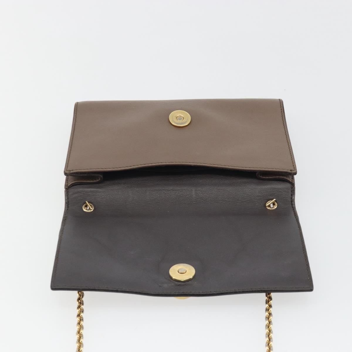 Salvatore Ferragamo Gancini Chain Leather Gray Leather Shoulder Bag Bag (Pre-Owned)