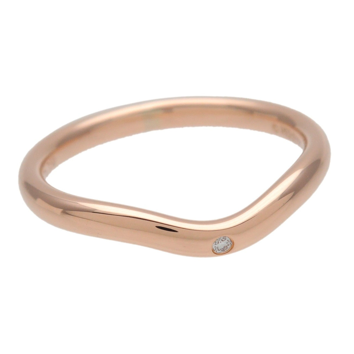 Tiffany & Co. Elsa Peretti Curved Wedding Band 18K Yellow Gold With Diamond Gold Rose_Gold Ring Jewelry (Pre-Owned)