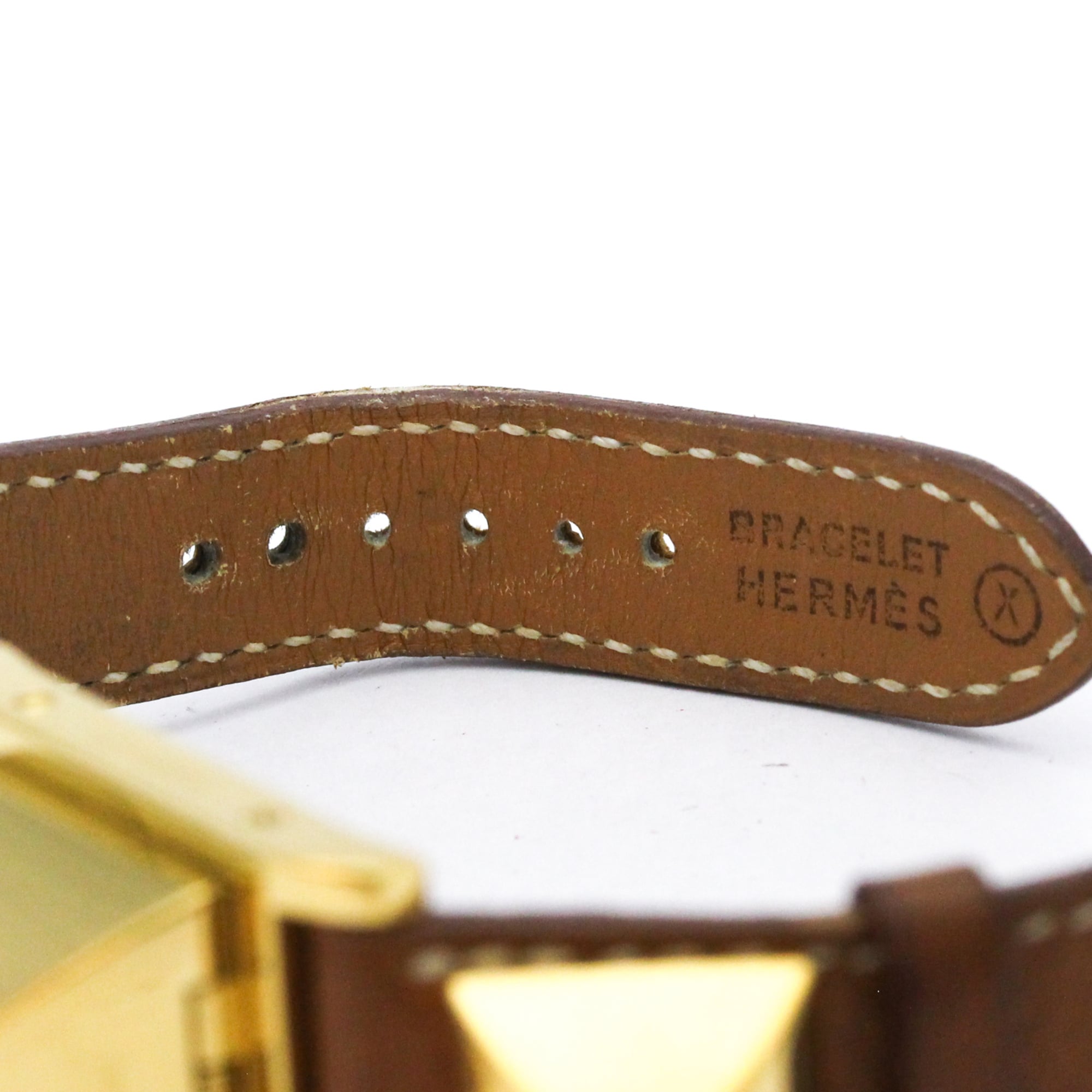 Hermes Medor Quartz Plated Metal And Leather Watch (Pre-Owned)