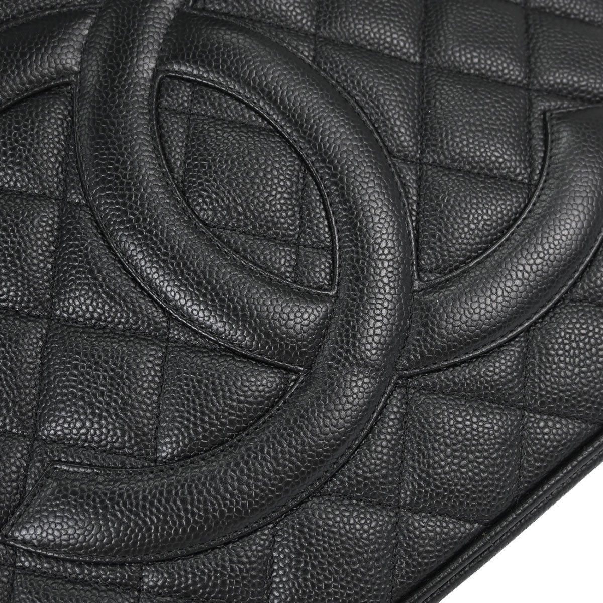 Chanel Medallion Quilted Caviar Black Leather Tote Bag Bag (Pre-Owned)