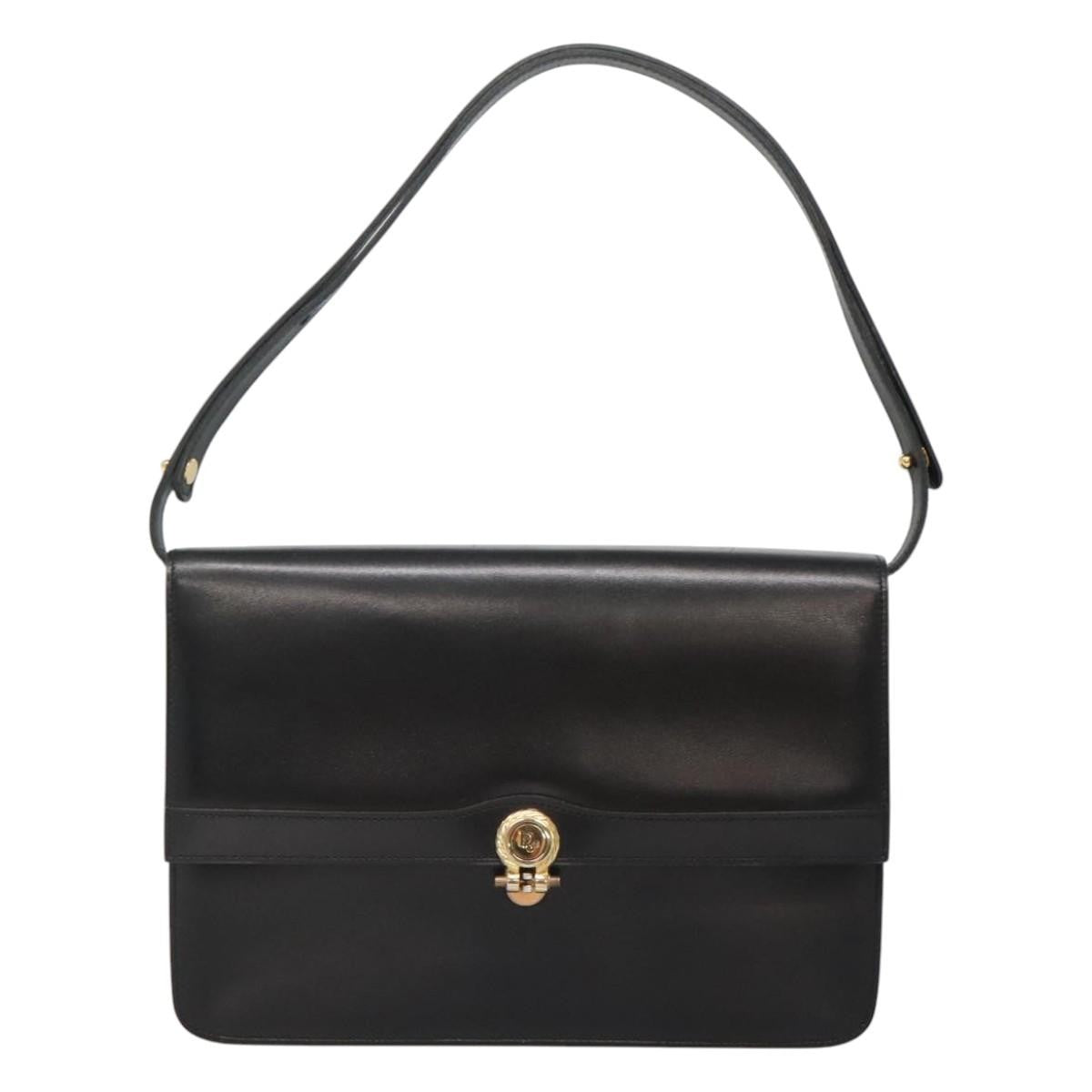 Christian Dior Shoulder Leather Black Leather Shoulder Bag Bag (Pre-Owned)