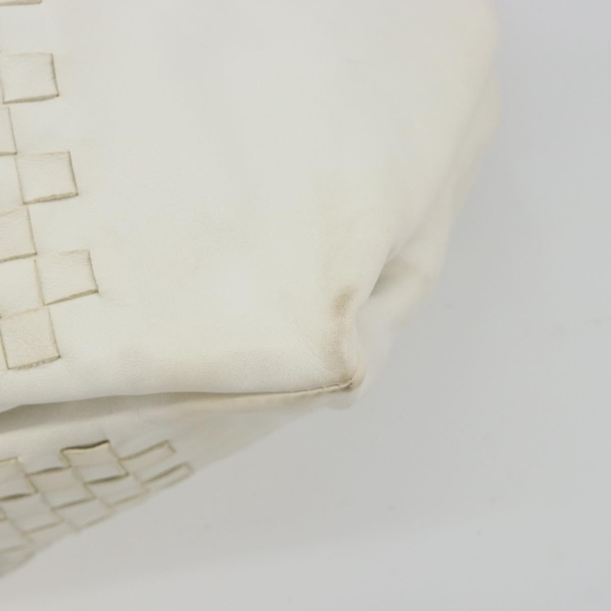 Bottega Veneta Intrecciato Shoulder Leather White Leather Shoulder Bag Bag (Pre-Owned)